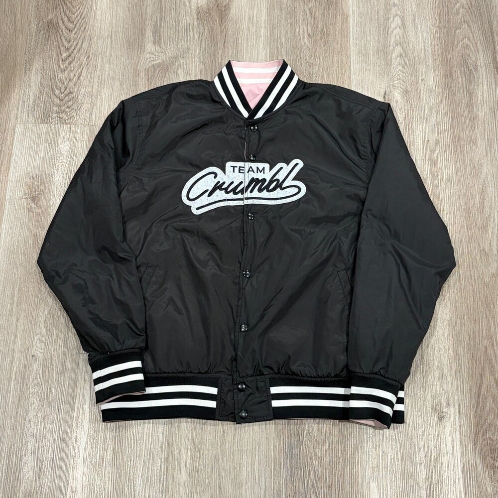 RARE Team Crumbl Reversible Varsity Jacket Pink Black Employee Exclusive Sz XXL